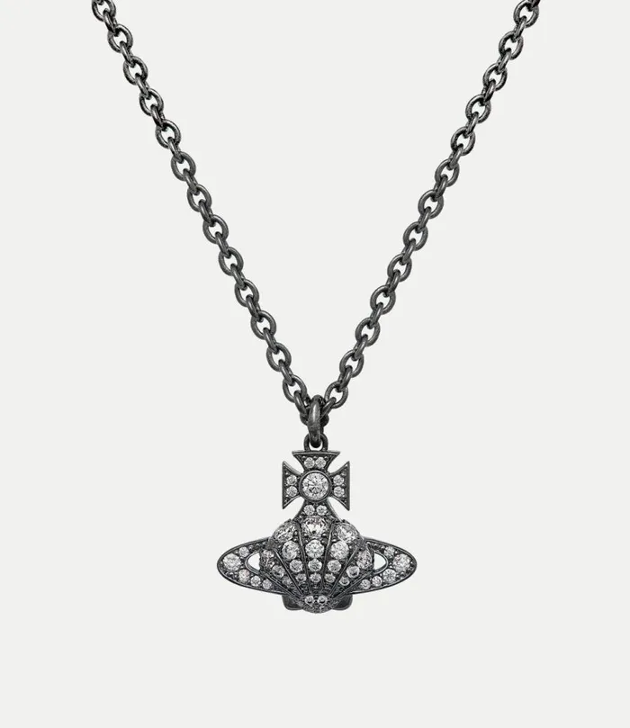 Necklaces Men Vivienne Westwood Man Natalina Pendant Necklace In RutheniumWhiteCz Necklaces Men Vivienne Westwood Man Natalina Pendant Necklace In RutheniumWhiteCz