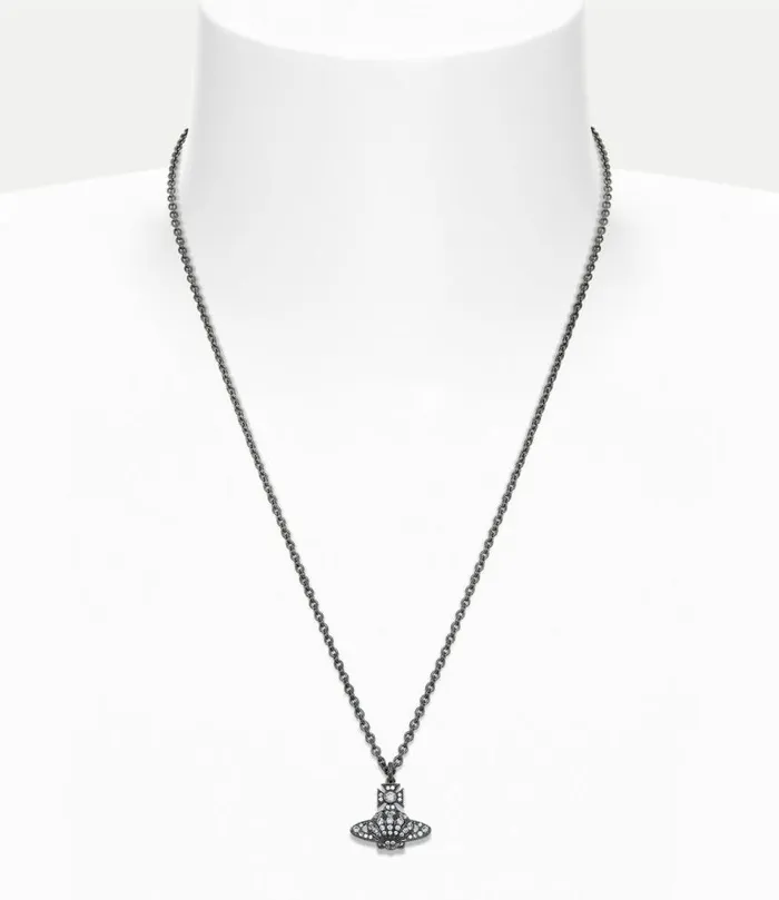 Necklaces Men Vivienne Westwood Man Natalina Pendant Necklace In RutheniumWhiteCz