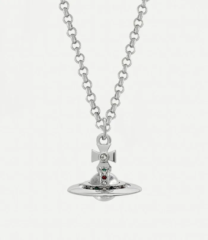 Necklaces Men Vivienne Westwood Man New Tiny Orb Pendant In PlatinumCrystalMontanaEmeraldSiamCrystal Necklaces Men Vivienne Westwood Man New Tiny Orb Pendant In PlatinumCrystalMontanaEmeraldSiamCrystal