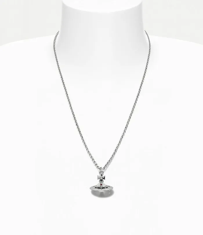 Necklaces Men Vivienne Westwood Man New Tiny Orb Pendant In PlatinumCrystalMontanaEmeraldSiamCrystal