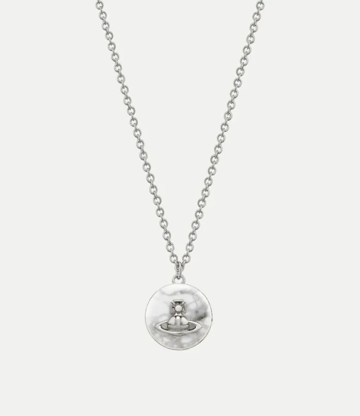 Necklaces Men Vivienne Westwood Man Neyla Pendant Necklace In PlatinumHowliteGemstone Necklaces Men Vivienne Westwood Man Neyla Pendant Necklace In PlatinumHowliteGemstone