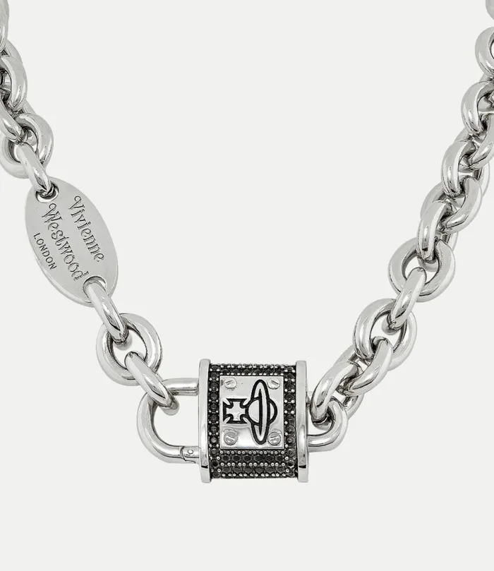 Necklaces Men Vivienne Westwood Man Puck Necklace In PlatinumRuthenium