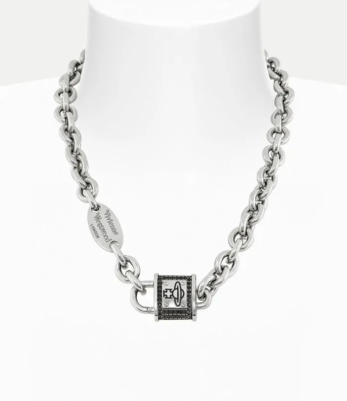 Necklaces Men Vivienne Westwood Man Puck Necklace In PlatinumRuthenium