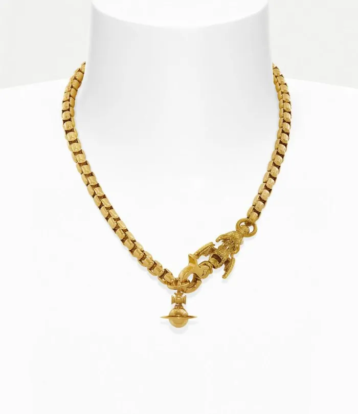 Necklaces Men Vivienne Westwood Man Roy Necklace In GoldCreamrosePearl