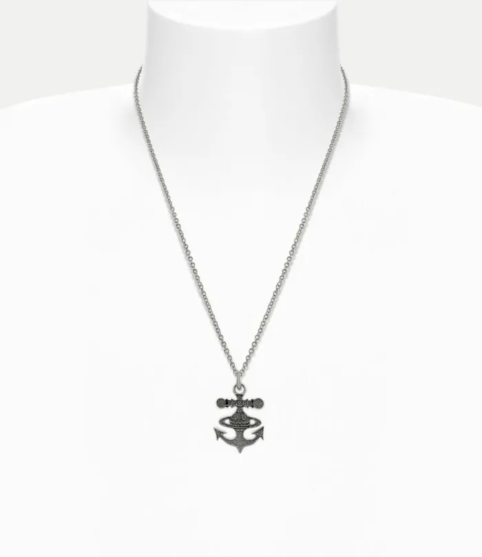 Necklaces Men Vivienne Westwood Man Wadim Anchor Pendant Necklace In AntiquePlatinumPlatinum