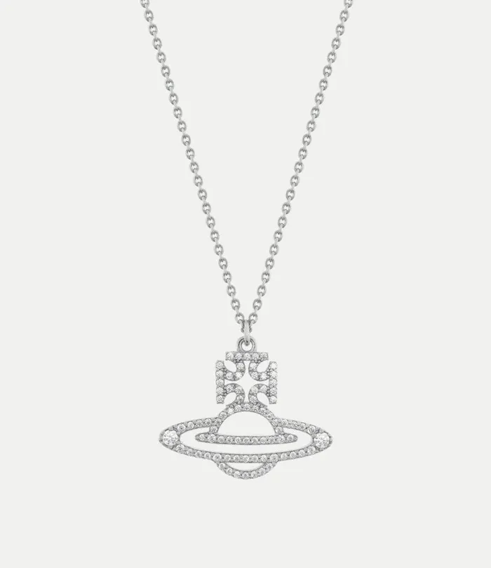 Necklaces Men Vivienne Westwood Trudy Pendant Necklace In PlatinumWhiteCz