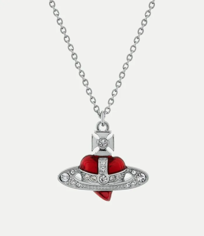 Necklaces WomenMen Vivienne Westwood New Diamante Heart Pendant Necklace In PlatinumCrystalIndianPinkEnamel Necklaces WomenMen Vivienne Westwood New Diamante Heart Pendant Necklace In PlatinumCrystalIndianPinkEnamel