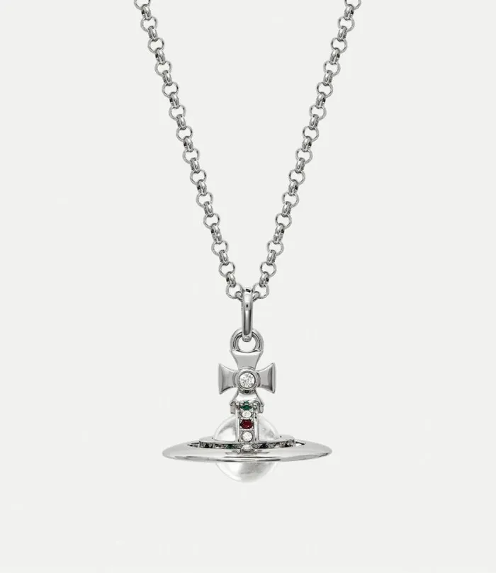 Necklaces WomenMen Vivienne Westwood New Tiny Orb Pendant Necklace In Platinum Necklaces WomenMen Vivienne Westwood New Tiny Orb Pendant Necklace In Platinum