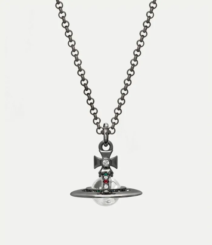 Necklaces WomenMen Vivienne Westwood New Tiny Orb Pendant Necklace In Ruthenium Necklaces WomenMen Vivienne Westwood New Tiny Orb Pendant Necklace In Ruthenium