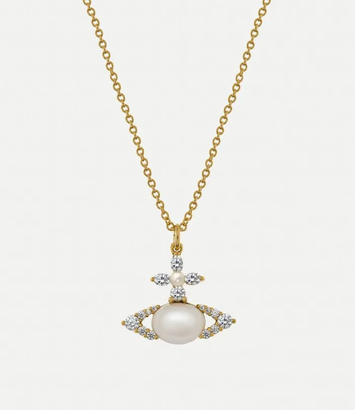 Necklaces Women Vivienne Westwood Ada Pendant In GoldWhiteCzCreamrosePearl