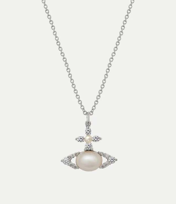 Necklaces Women Vivienne Westwood Ada Pendant In PlatinumWhiteCzCreamrosePearl Necklaces Women Vivienne Westwood Ada Pendant In PlatinumWhiteCzCreamrosePearl