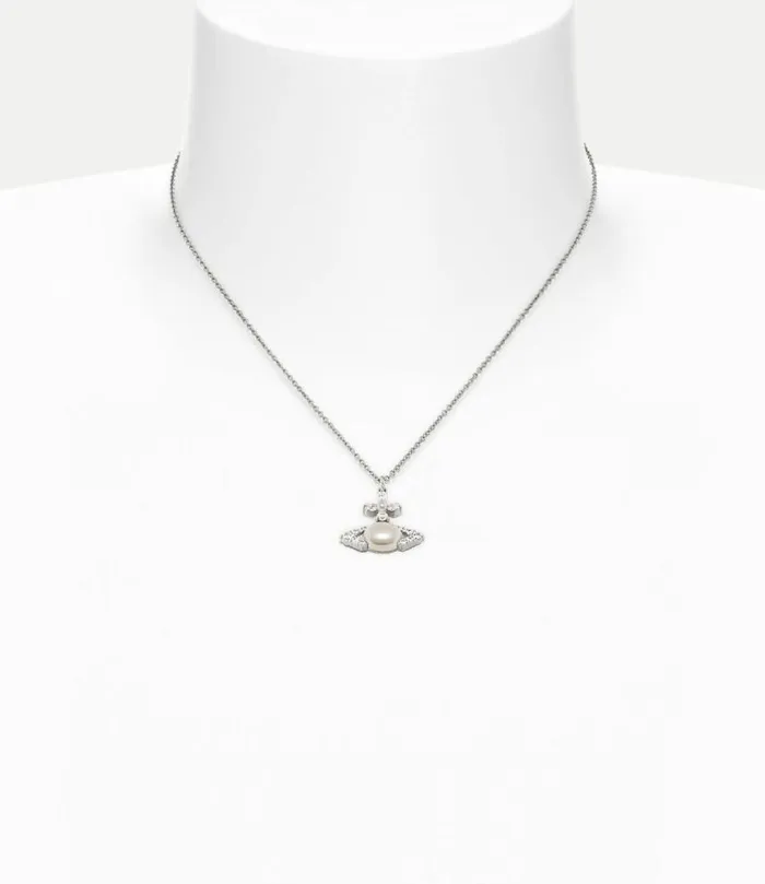 Necklaces Women Vivienne Westwood Ada Pendant In PlatinumWhiteCzCreamrosePearl