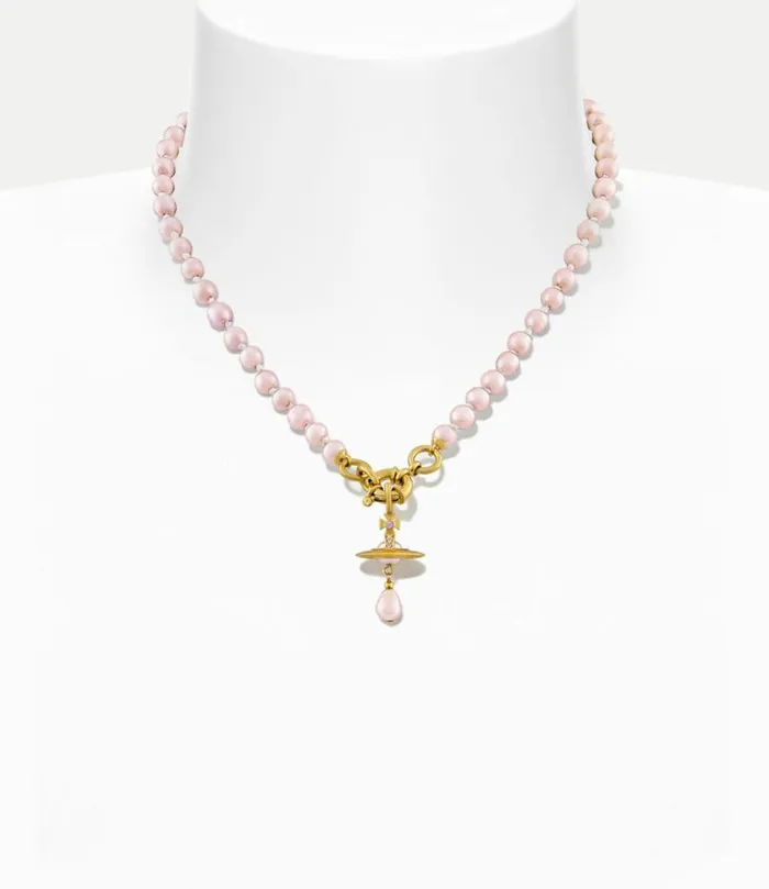 Necklaces Women Vivienne Westwood Aleksa Necklace In GoldLightAmethystCrystalRosalinePearl Necklaces Women Vivienne Westwood Aleksa Necklace In GoldLightAmethystCrystalRosalinePearl