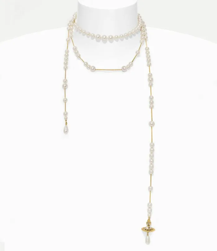 Necklaces Women Vivienne Westwood Broken Pearl Necklace In GoldPearlMulti