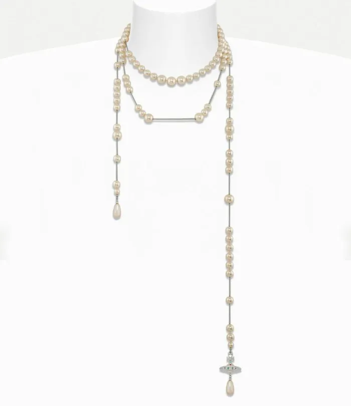Necklaces Women Vivienne Westwood Broken Pearl Necklace In PlatinumPearlMulti