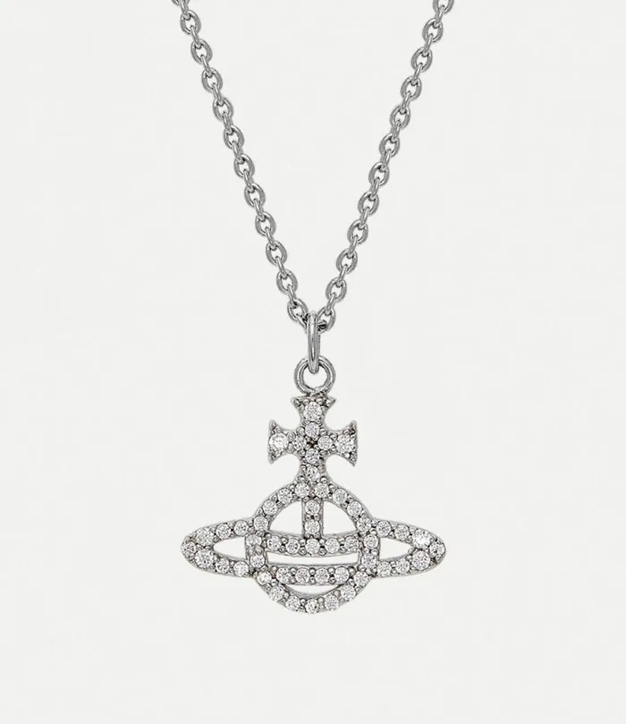 Necklaces Women Vivienne Westwood Calliope Pendant Necklace In PlatinumWhiteCz Necklaces Women Vivienne Westwood Calliope Pendant Necklace In PlatinumWhiteCz