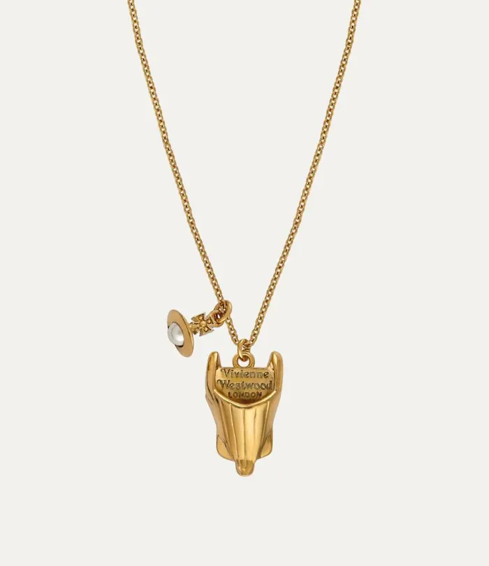 Necklaces Women Vivienne Westwood Corset Pendant Necklace In GoldCreamrosePearl