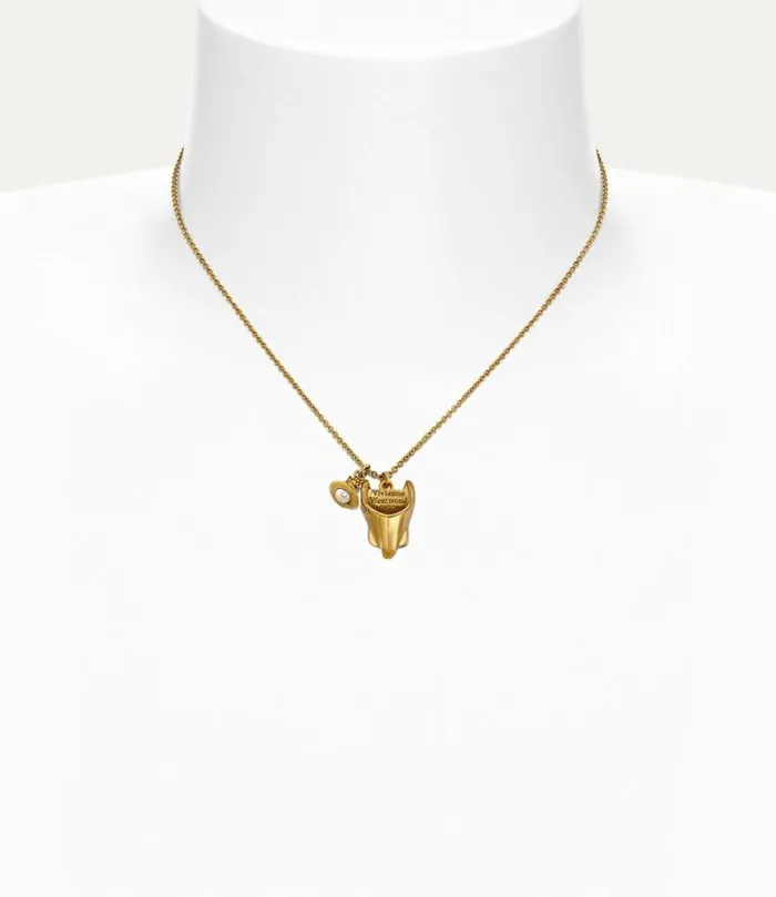 Necklaces Women Vivienne Westwood Corset Pendant Necklace In GoldCreamrosePearl