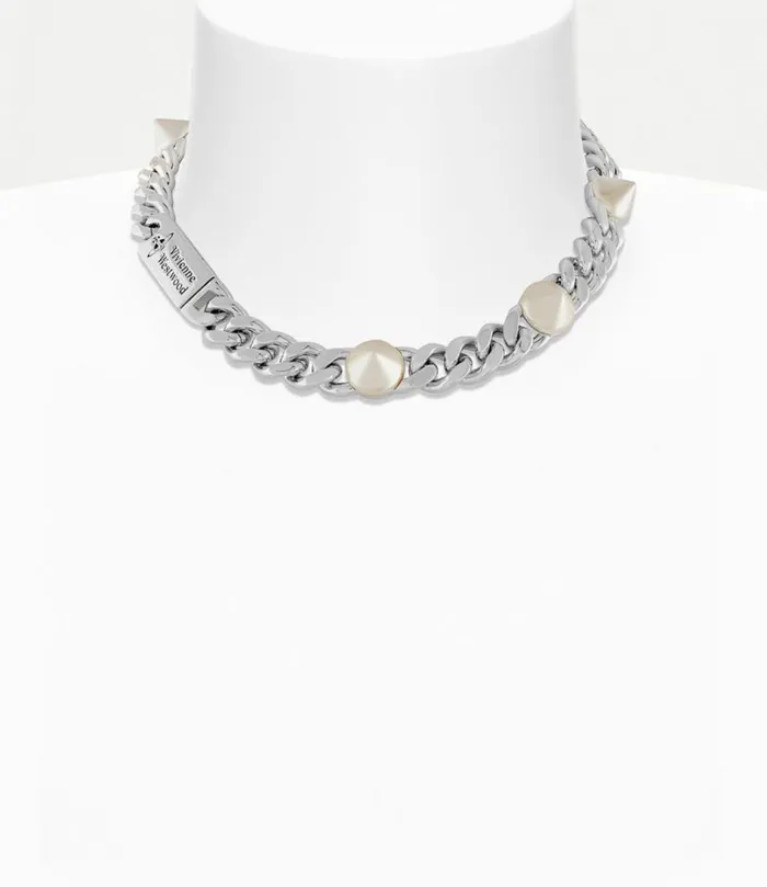 Necklaces Women Vivienne Westwood Elettra Choker In PlatinumBlackPatinaCreamrosePearl Necklaces Women Vivienne Westwood Elettra Choker In PlatinumBlackPatinaCreamrosePearl
