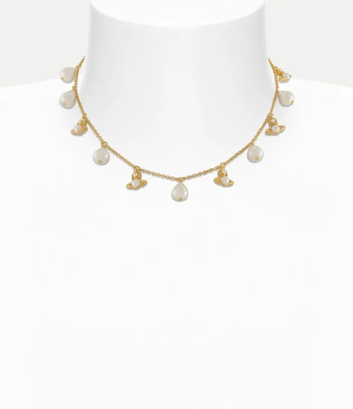 Necklaces Women Vivienne Westwood Emiliana Necklace In GoldCreamrosePearl