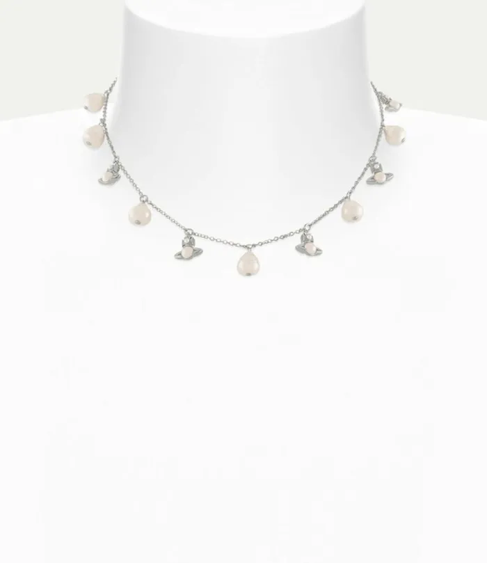 Necklaces Women Vivienne Westwood Emiliana Necklace In PlatinumCreamrosePearl