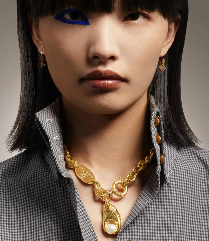 Necklaces Women Vivienne Westwood Freda Necklace In GoldCreamrosePearl