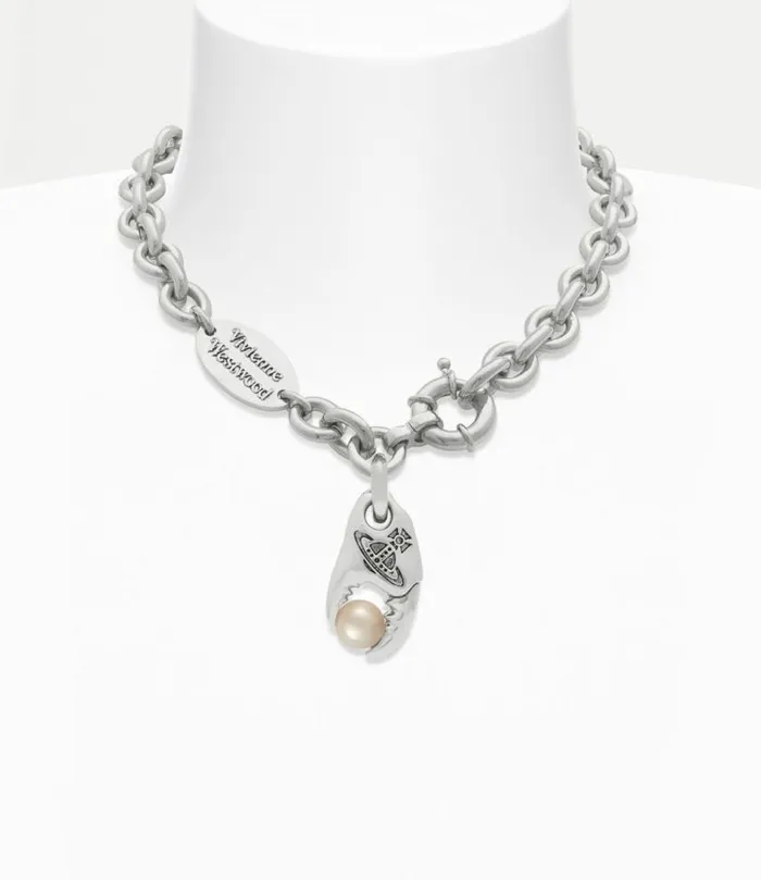 Necklaces Women Vivienne Westwood Freda Necklace In PlatinumCreamrosePearl