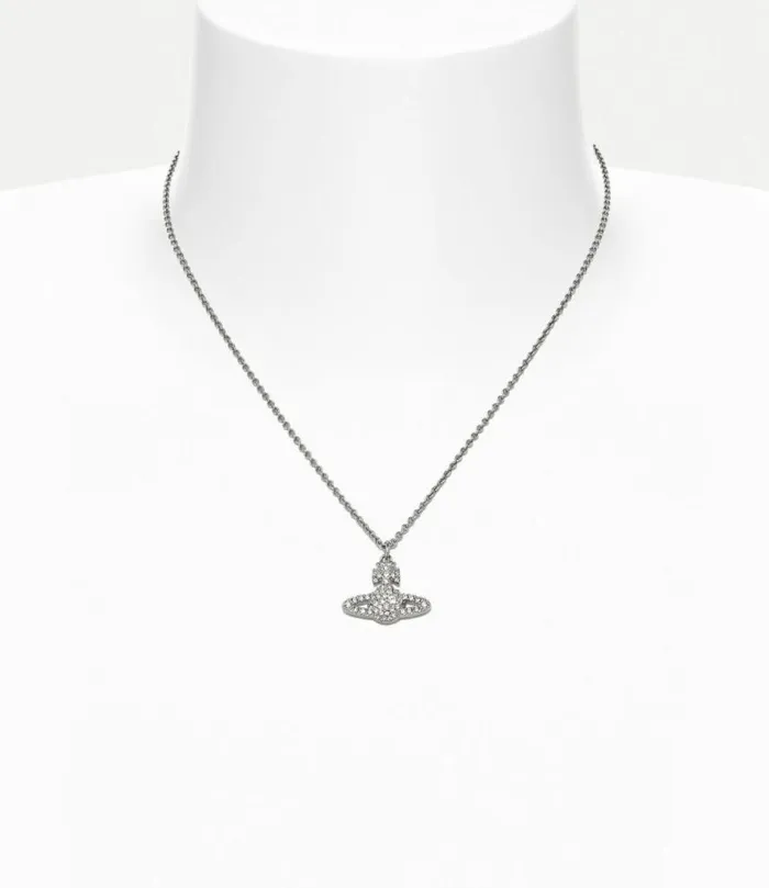 Necklaces Women Vivienne Westwood Grace Bas Relief Pendant Necklace In PlatinumCrystalCrystal