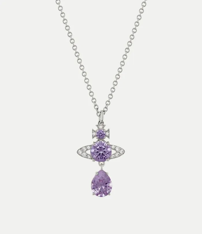 Necklaces Women Vivienne Westwood Ismene Drop Pendant Necklace In PlatinumLavenderWhiteCz Necklaces Women Vivienne Westwood Ismene Drop Pendant Necklace In PlatinumLavenderWhiteCz
