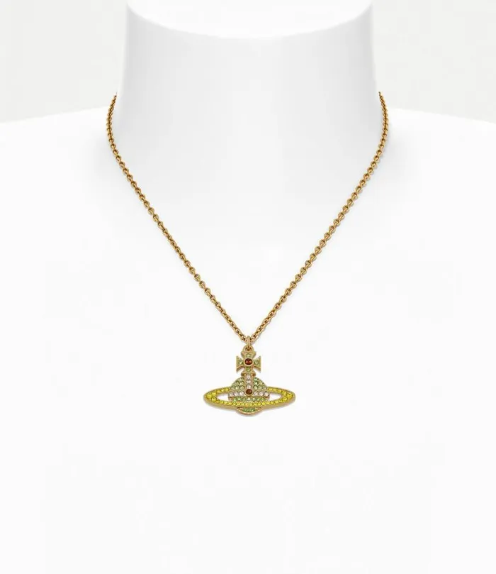 Necklaces Women Vivienne Westwood Kika Pendant Necklace In GoldPeridotCitrineWhiteSmokedTopazCrystal