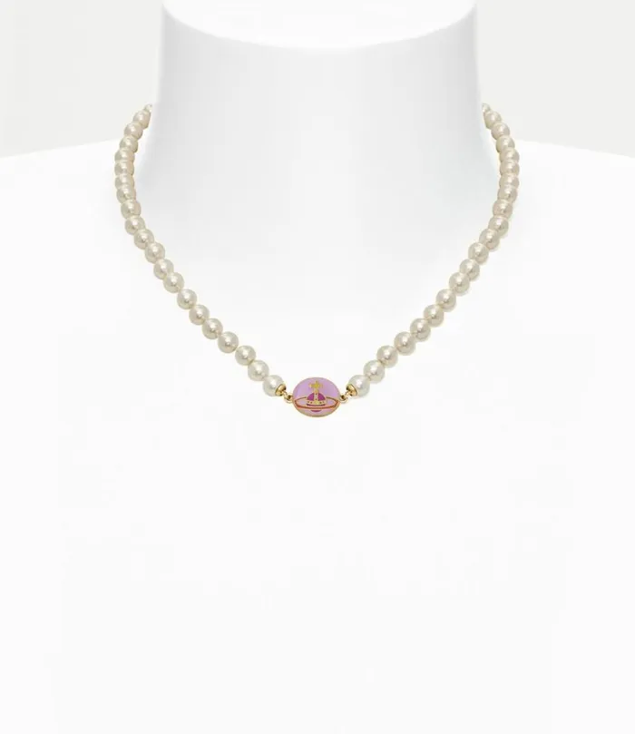 Necklaces Women Vivienne Westwood Loelia Necklace In GoldMagentaEnamelCreamrosePearl Necklaces Women Vivienne Westwood Loelia Necklace In GoldMagentaEnamelCreamrosePearl