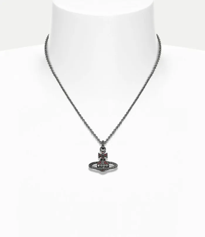 Necklaces Women Vivienne Westwood Mayfair Bas Relief Pendant Necklace In GunmetalSiamCrystal