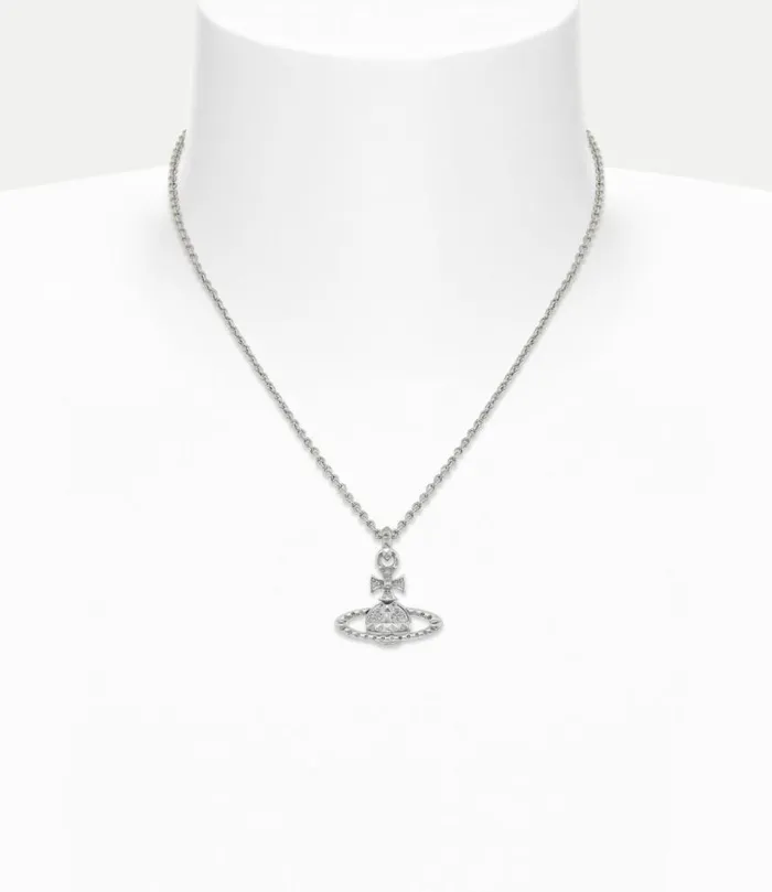 Necklaces Women Vivienne Westwood Mayfair Bas Relief Pendant Necklace In RhodiumCrystal