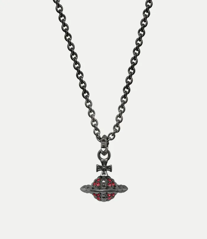 Necklaces Women Vivienne Westwood Mayfair Small Orb Pendant In GunmetalSiamCrystal Necklaces Women Vivienne Westwood Mayfair Small Orb Pendant In GunmetalSiamCrystal