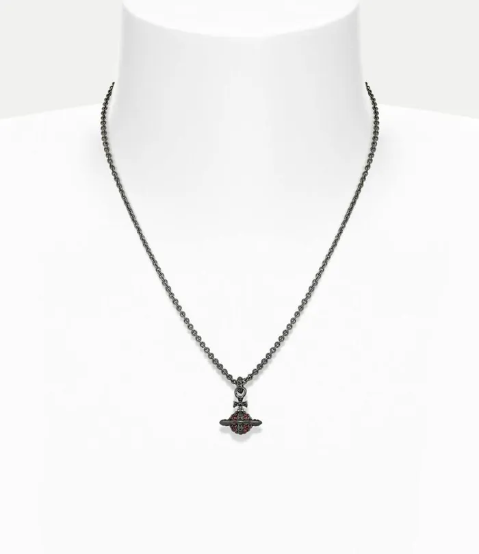 Necklaces Women Vivienne Westwood Mayfair Small Orb Pendant In GunmetalSiamCrystal