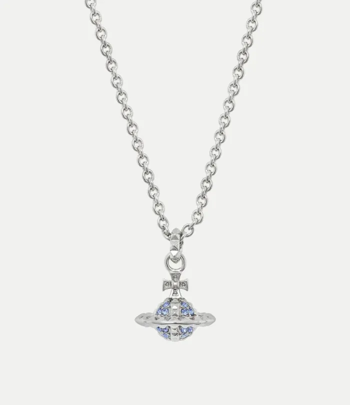 Necklaces Women Vivienne Westwood Mayfair Small Orb Pendant Necklace In RhodiumLightSapphireCrystal Necklaces Women Vivienne Westwood Mayfair Small Orb Pendant Necklace In RhodiumLightSapphireCrystal