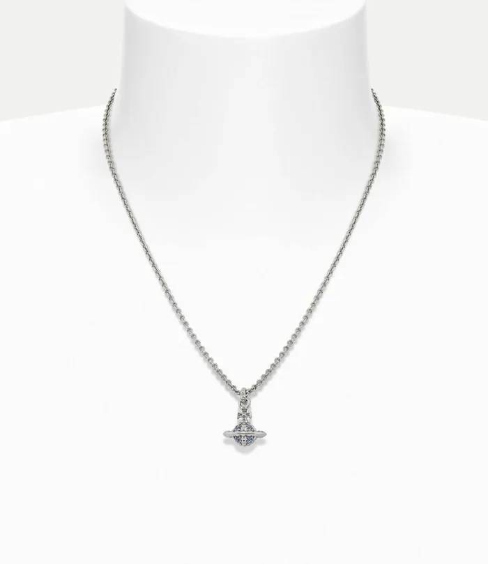 Necklaces Women Vivienne Westwood Mayfair Small Orb Pendant Necklace In RhodiumLightSapphireCrystal