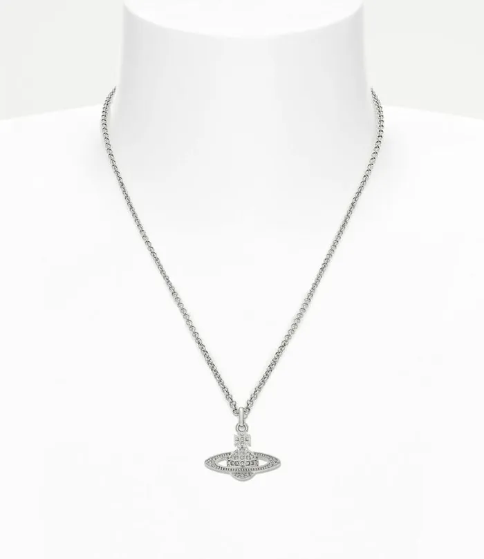 Necklaces Women Vivienne Westwood Mini Bas Relief Pendant Necklace In PlatinumCrystal
