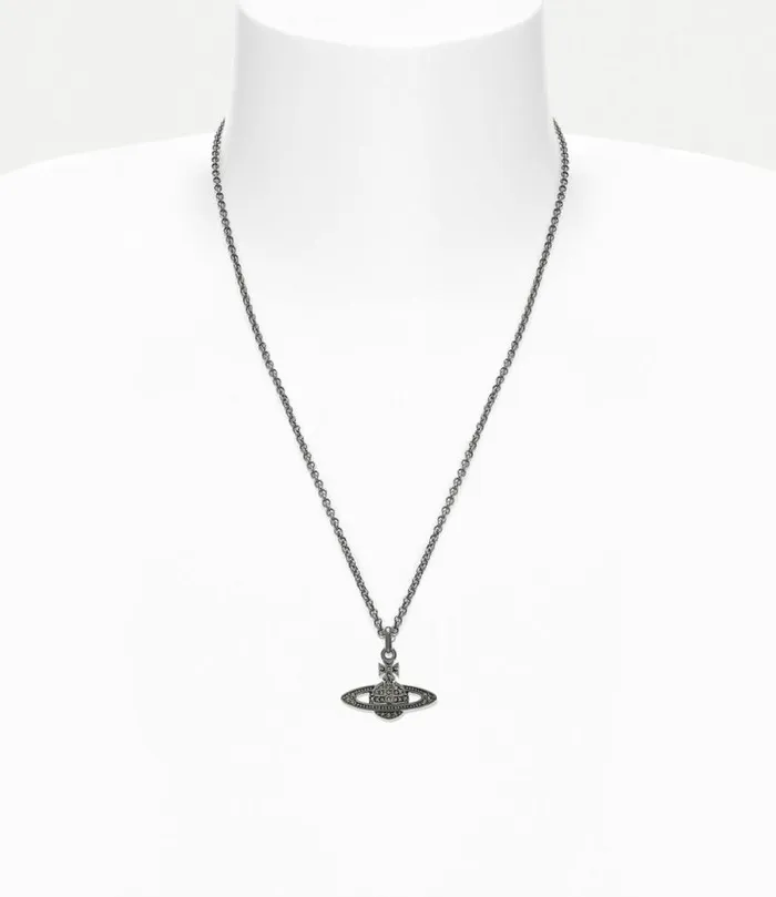 Necklaces Women Vivienne Westwood Mini Bas Relief Pendant Necklace In RutheniumBlackDiamond