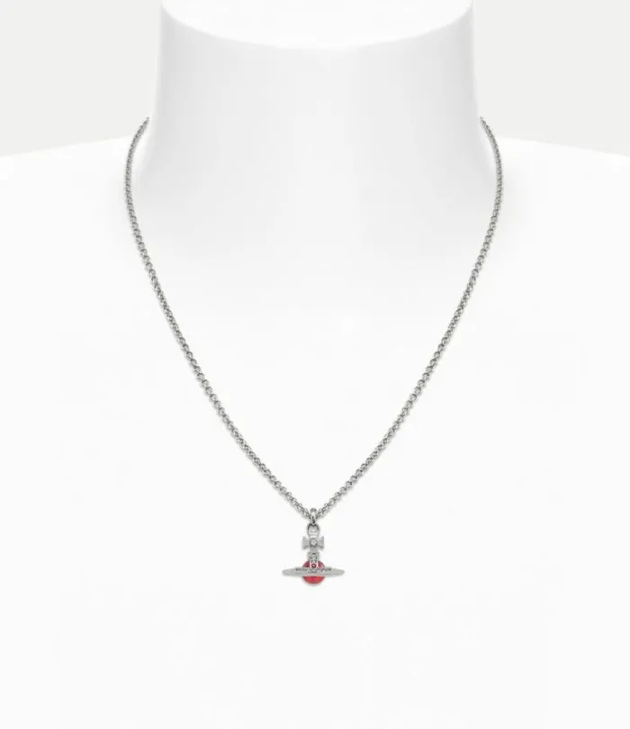 Necklaces Women Vivienne Westwood New Petite Orb Pendant Necklace In PlatinumIndianPinkCzPadparadschaLight
