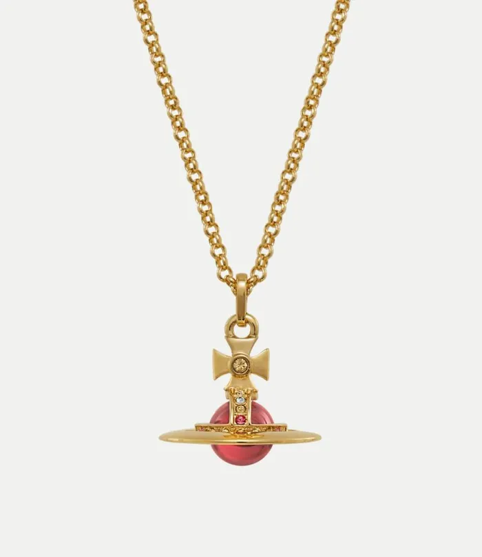 Necklaces Women Vivienne Westwood New Tiny Orb Pendant Necklace In GoldIndianPinkCzEmeraldSiamMontanaLight Necklaces Women Vivienne Westwood New Tiny Orb Pendant Necklace In GoldIndianPinkCzEmeraldSiamMontanaLight