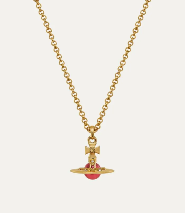 Necklaces Women Vivienne Westwood New Tiny Orb Pendant Necklace In GoldIndianPinkCzPadparadschaLight Necklaces Women Vivienne Westwood New Tiny Orb Pendant Necklace In GoldIndianPinkCzPadparadschaLight