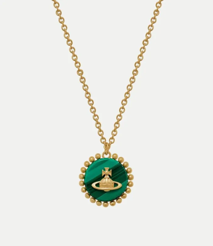 Necklaces Women Vivienne Westwood Neyla Pendant In GoldMalachiteGemstone