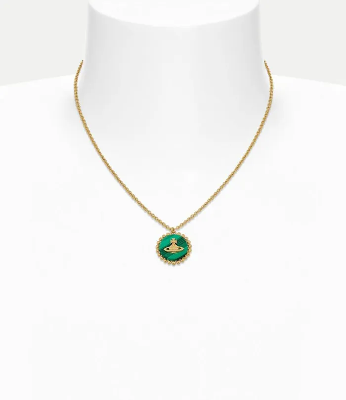 Necklaces Women Vivienne Westwood Neyla Pendant In GoldMalachiteGemstone