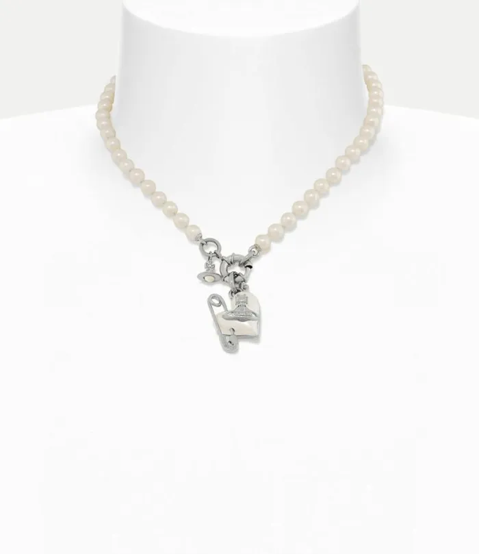 Necklaces Women Vivienne Westwood Orietta Pearl Necklace In PlatinumCreamrosePearl Necklaces Women Vivienne Westwood Orietta Pearl Necklace In PlatinumCreamrosePearl