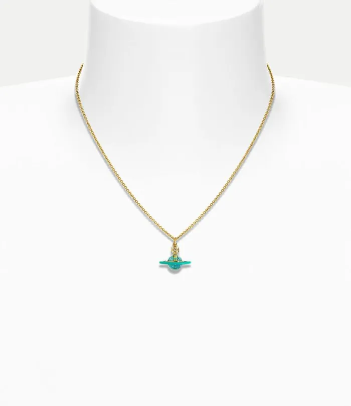 Necklaces Women Vivienne Westwood Petite Original Orb Pendant Necklace In GoldGreenTransparentLightMintEnamelLight