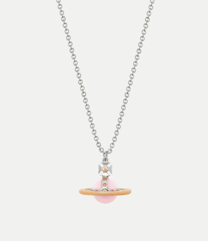 Necklaces Women Vivienne Westwood Petite Original Orb Pendant Necklace In PlatinumMandarinEnamelMilkyFleshCzRoseGold Necklaces Women Vivienne Westwood Petite Original Orb Pendant Necklace In PlatinumMandarinEnamelMilkyFleshCzRoseGold