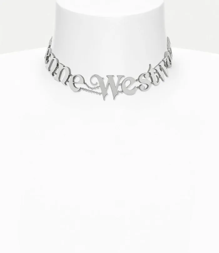 Necklaces Women Vivienne Westwood Raimunda Choker In PlatinumBlackEnamel