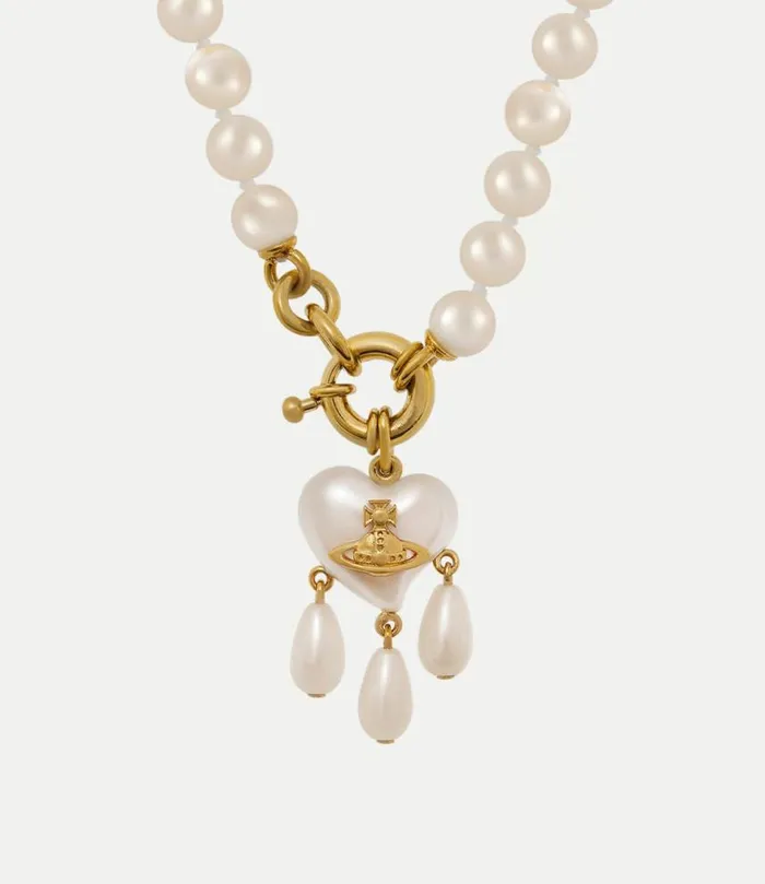 Necklaces Women Vivienne Westwood Sheryl Pearl Necklace In GoldCreamrosePearl