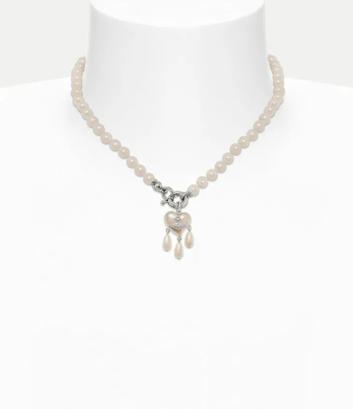 Necklaces Women Vivienne Westwood Sheryl Pearl Necklace In PlatinumCreamrosePearl Necklaces Women Vivienne Westwood Sheryl Pearl Necklace In PlatinumCreamrosePearl